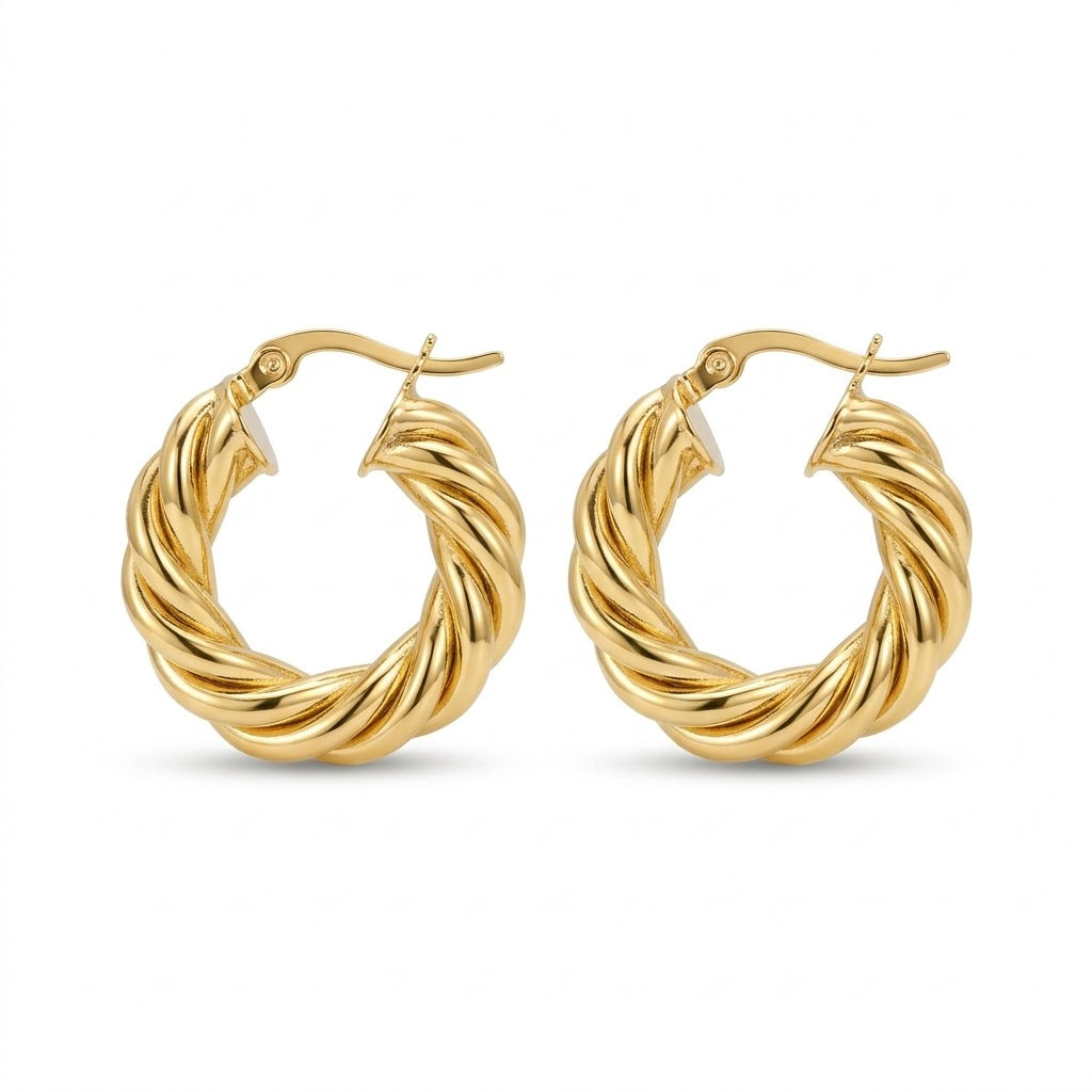 Orecchini cerchi torchon brass