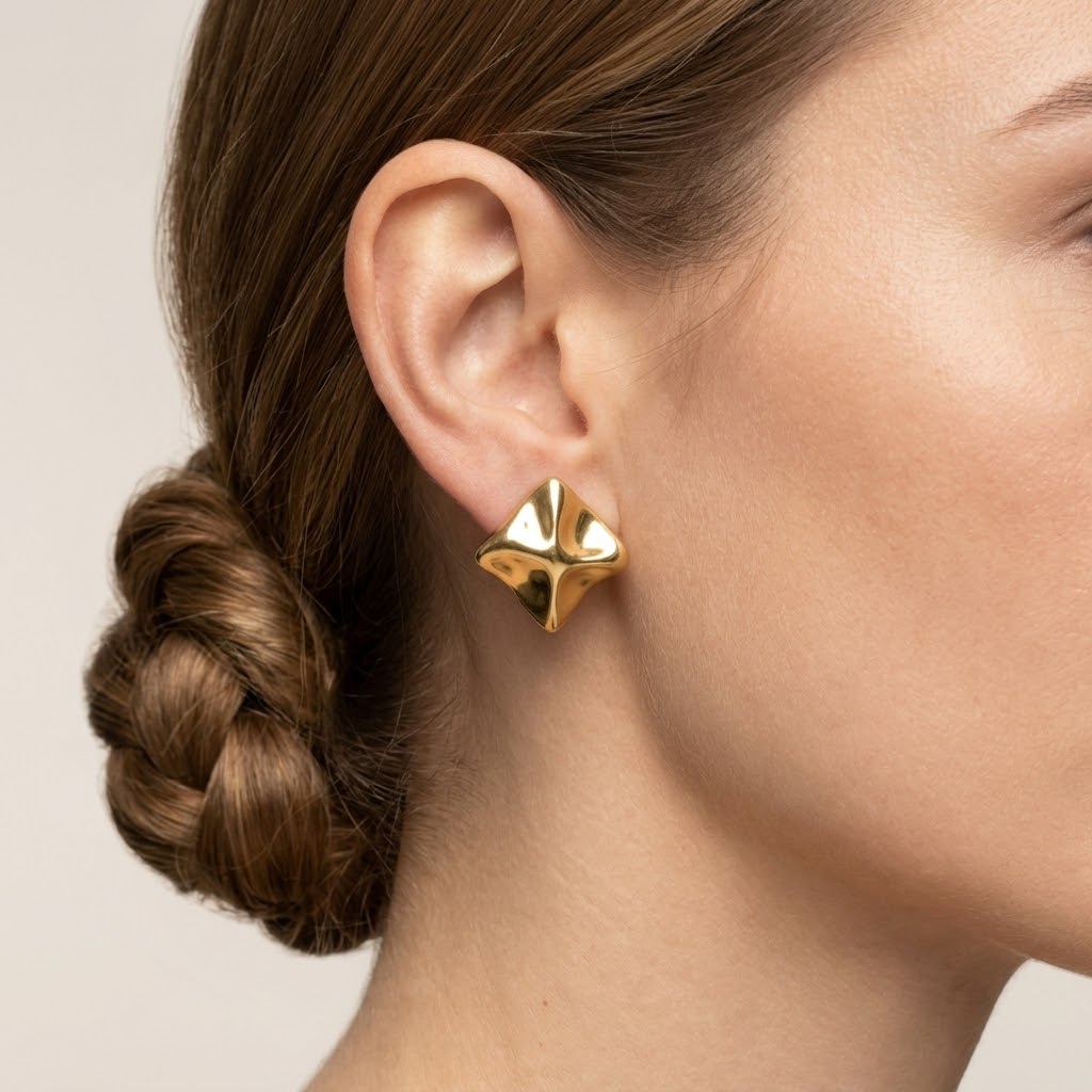 Orecchini rombo ondulato brass