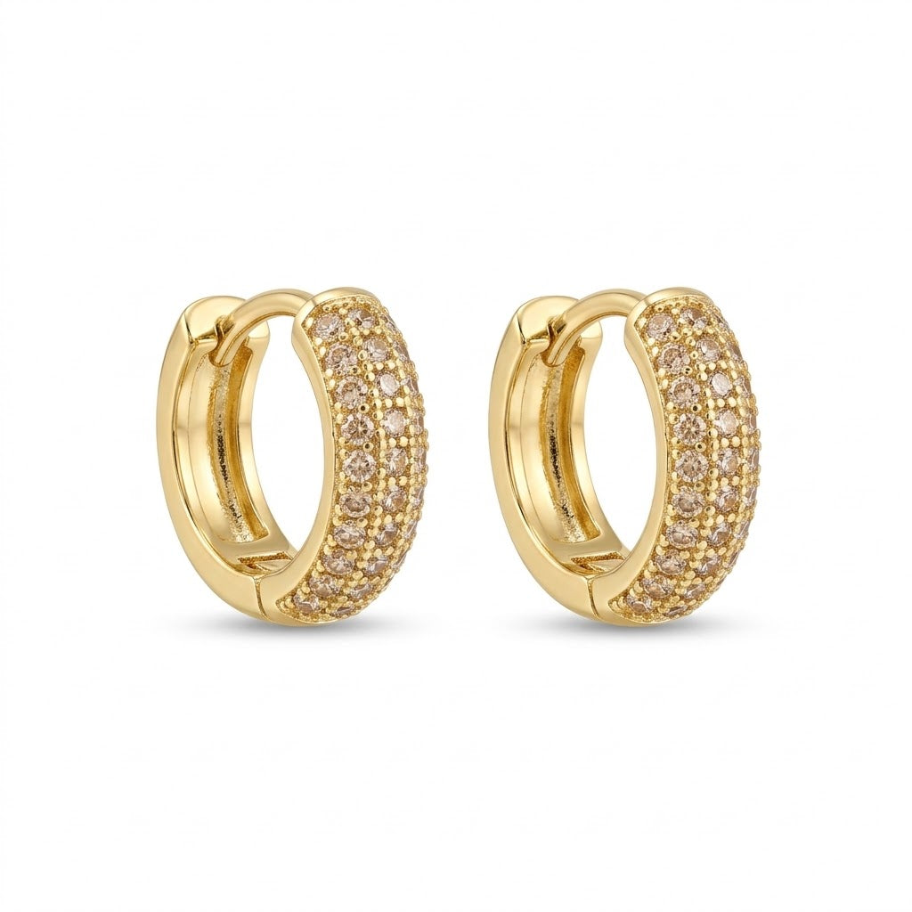 Cerchietti a scatto 3 file zirconi brass