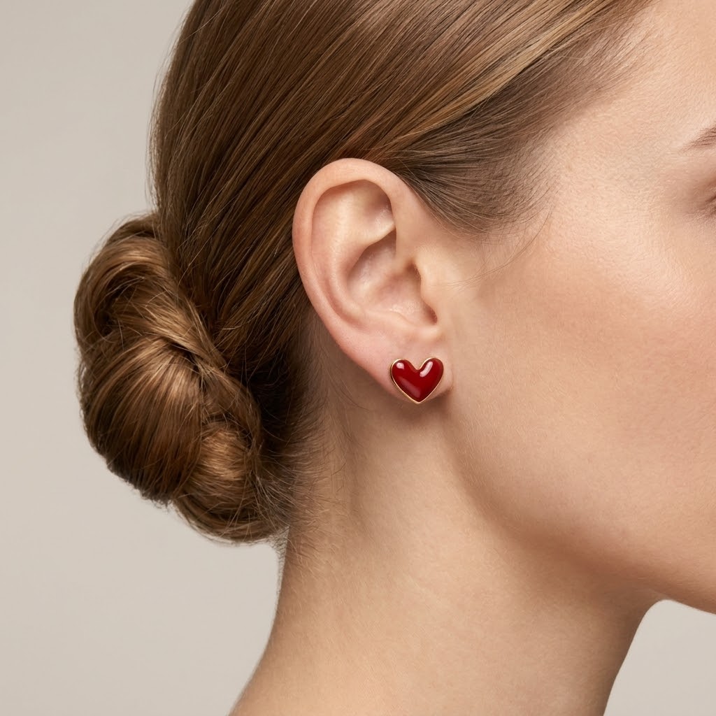 Lobini cuore smalto rosso brass