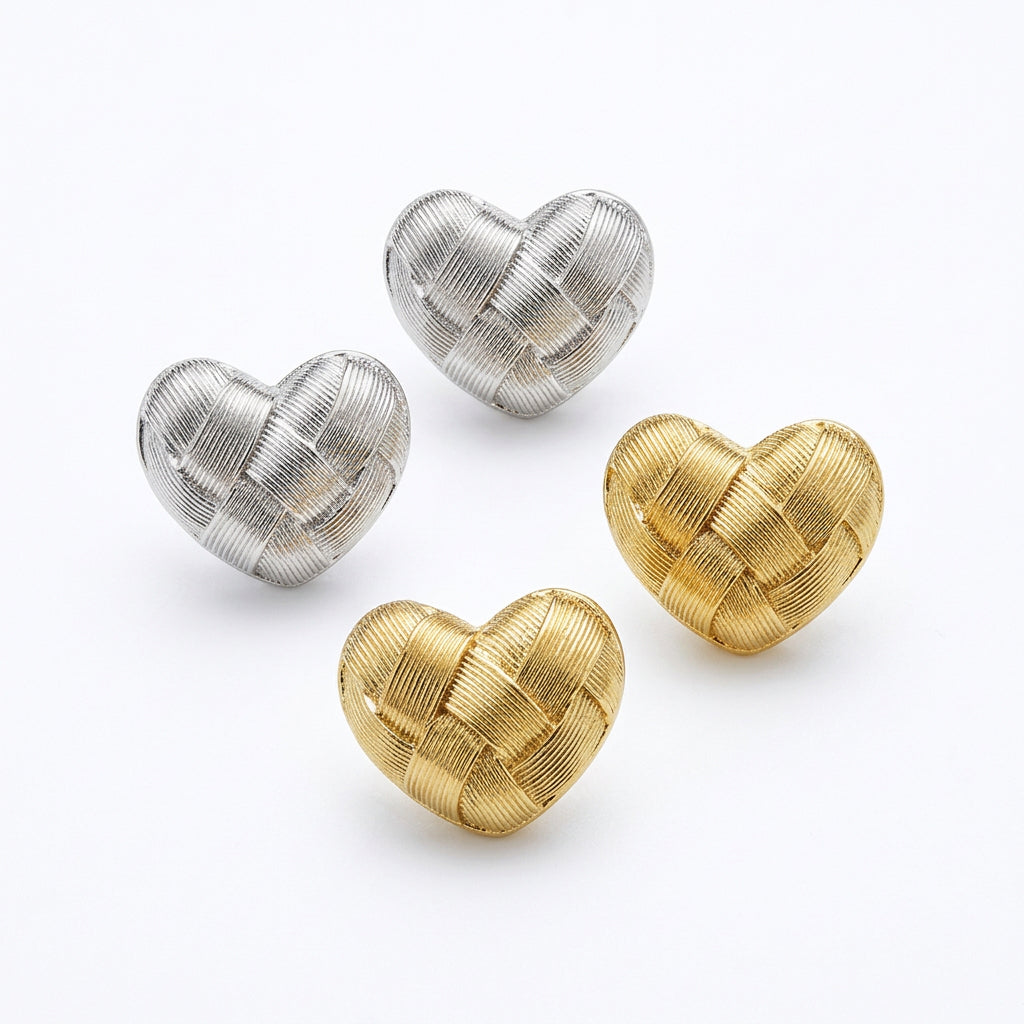 Orecchini cuore intreccio a maglia brass
