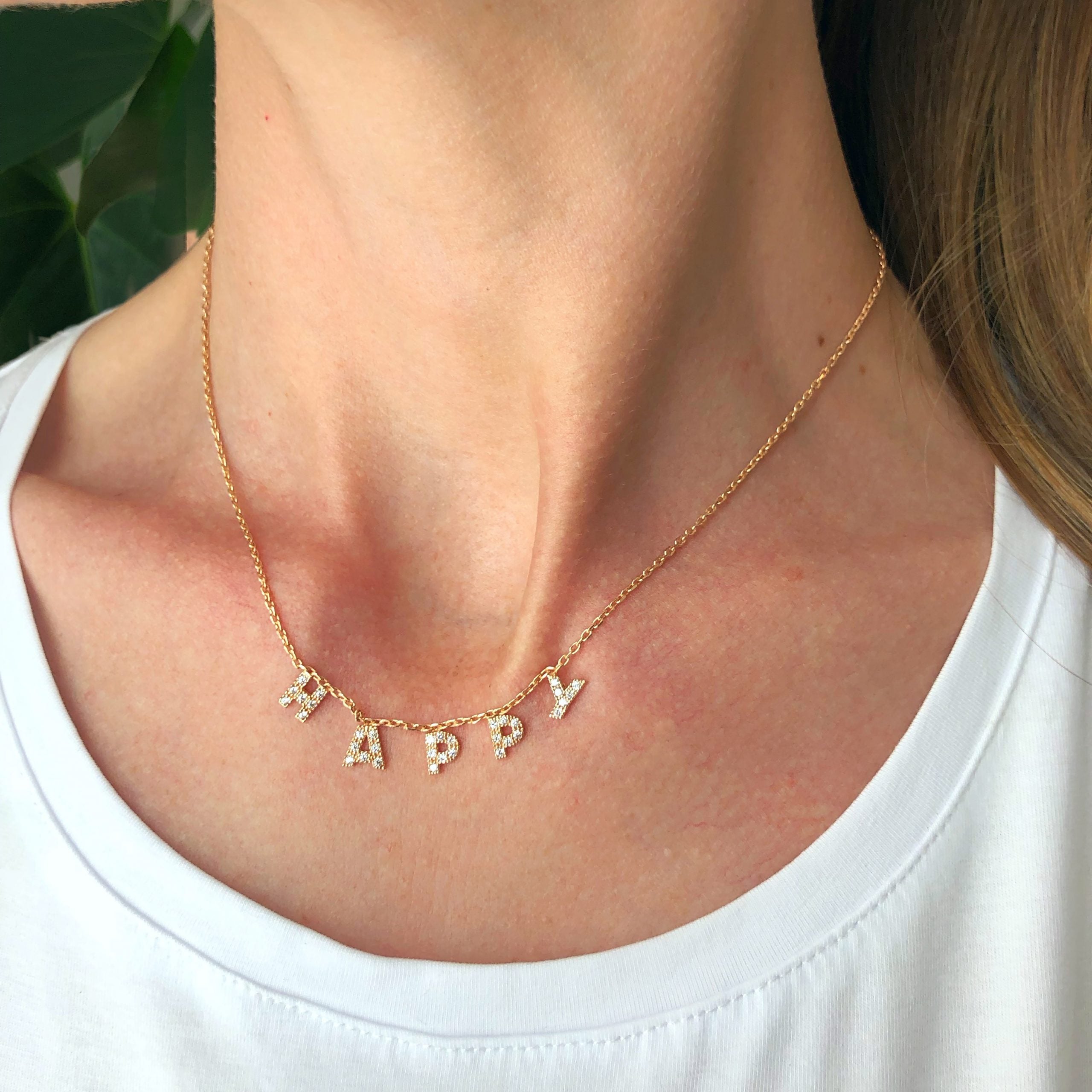 Collana lettere zirconi personalizzabile