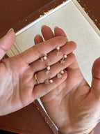 orecchini perlina e stella o cuore o luna pendenti con zirconi