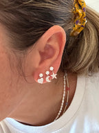 orecchini perlina e stella o cuore o luna pendenti con zirconi