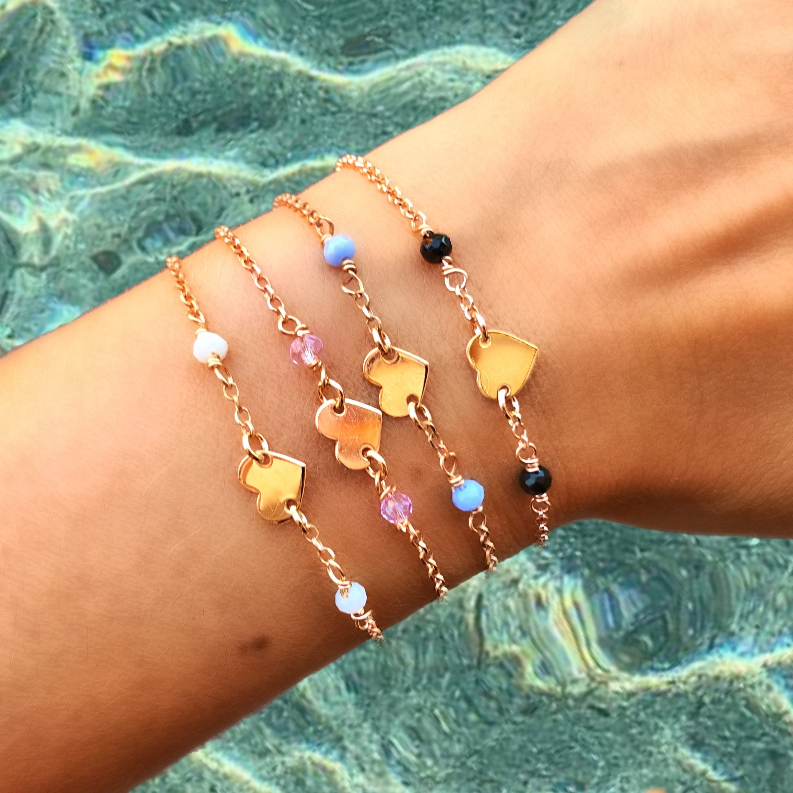 Bracciale cuore O stella e perline