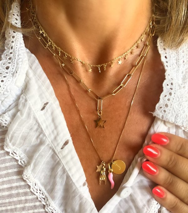 Collana multicharms portafortuna lettera zirconi