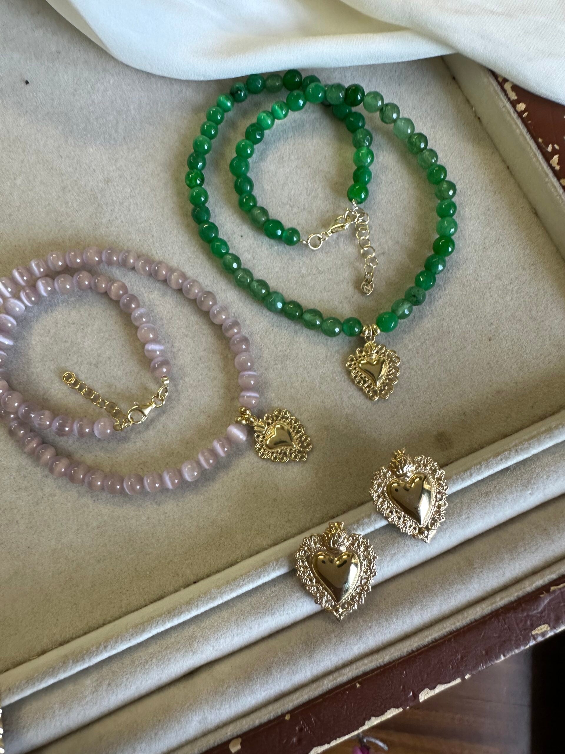 Choker cuore di giada