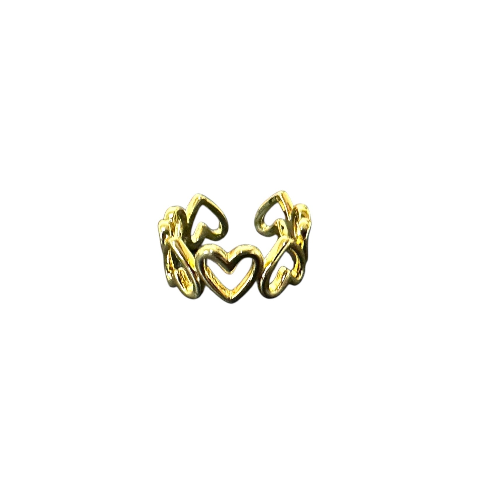 Anello fascetta cuori profilo brass