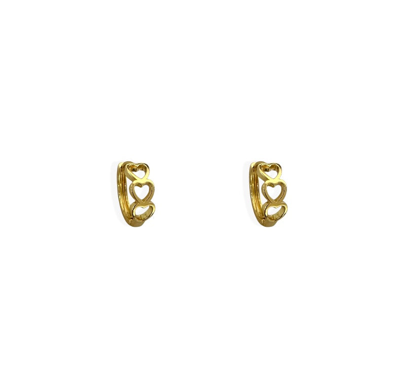 Cerchietti a scatto cuoricini vuoti brass