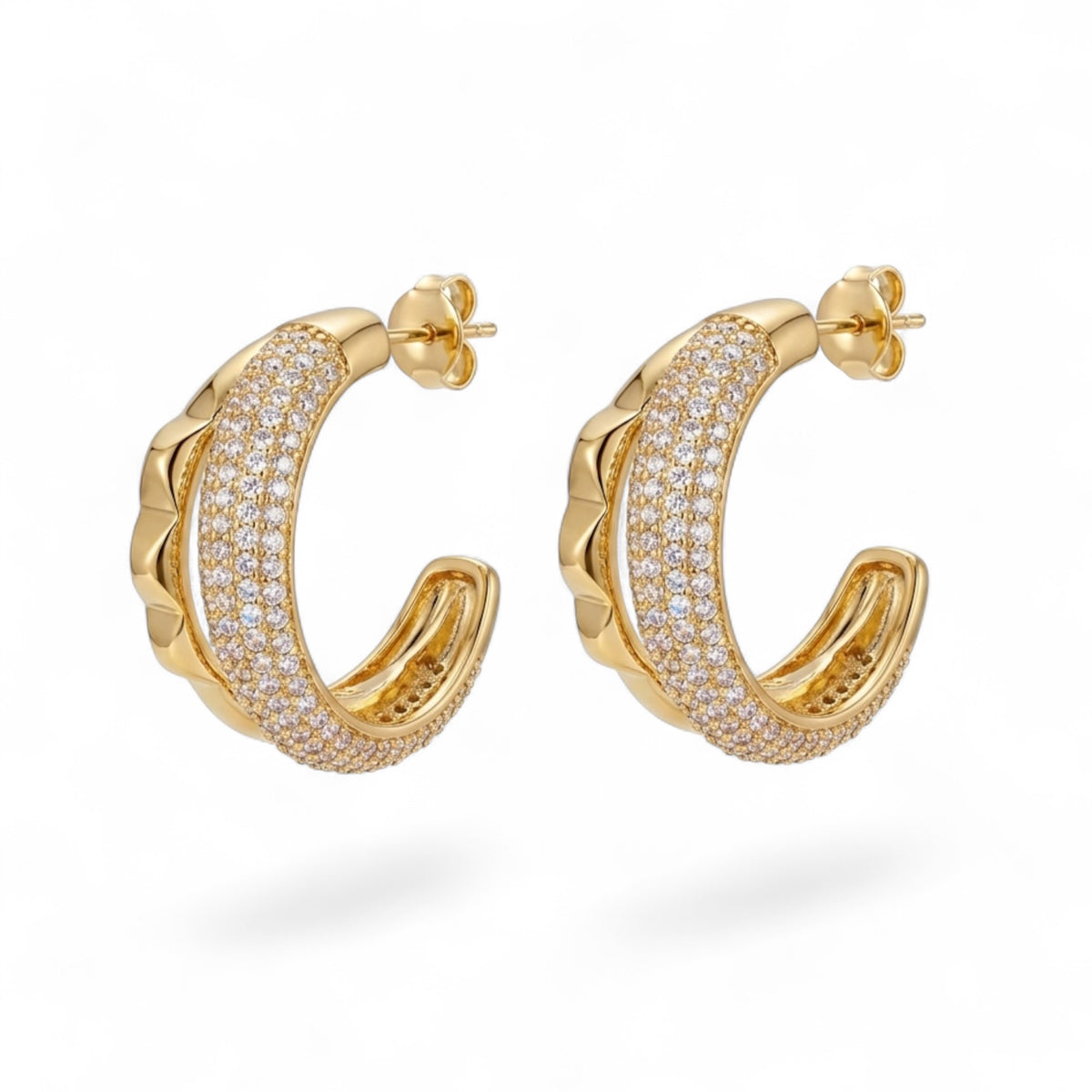 Semicerchi doppi con zirconi brass