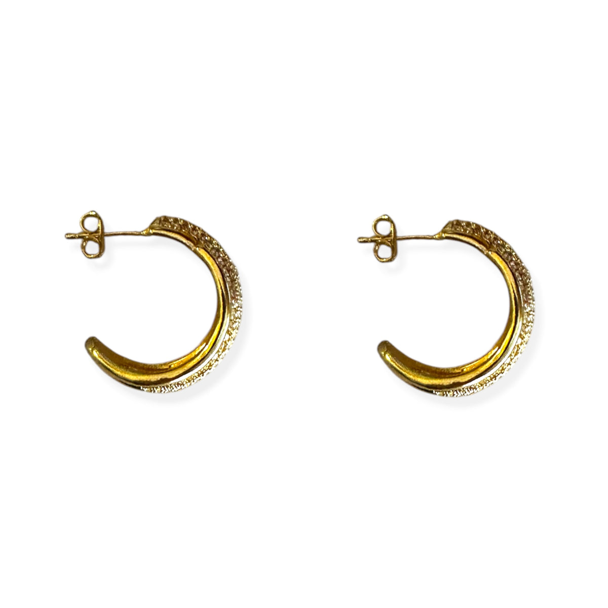Semicerchi doppi e chiodo con zirconi brass