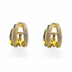 Semicerchi doppi e chiodo con zirconi brass