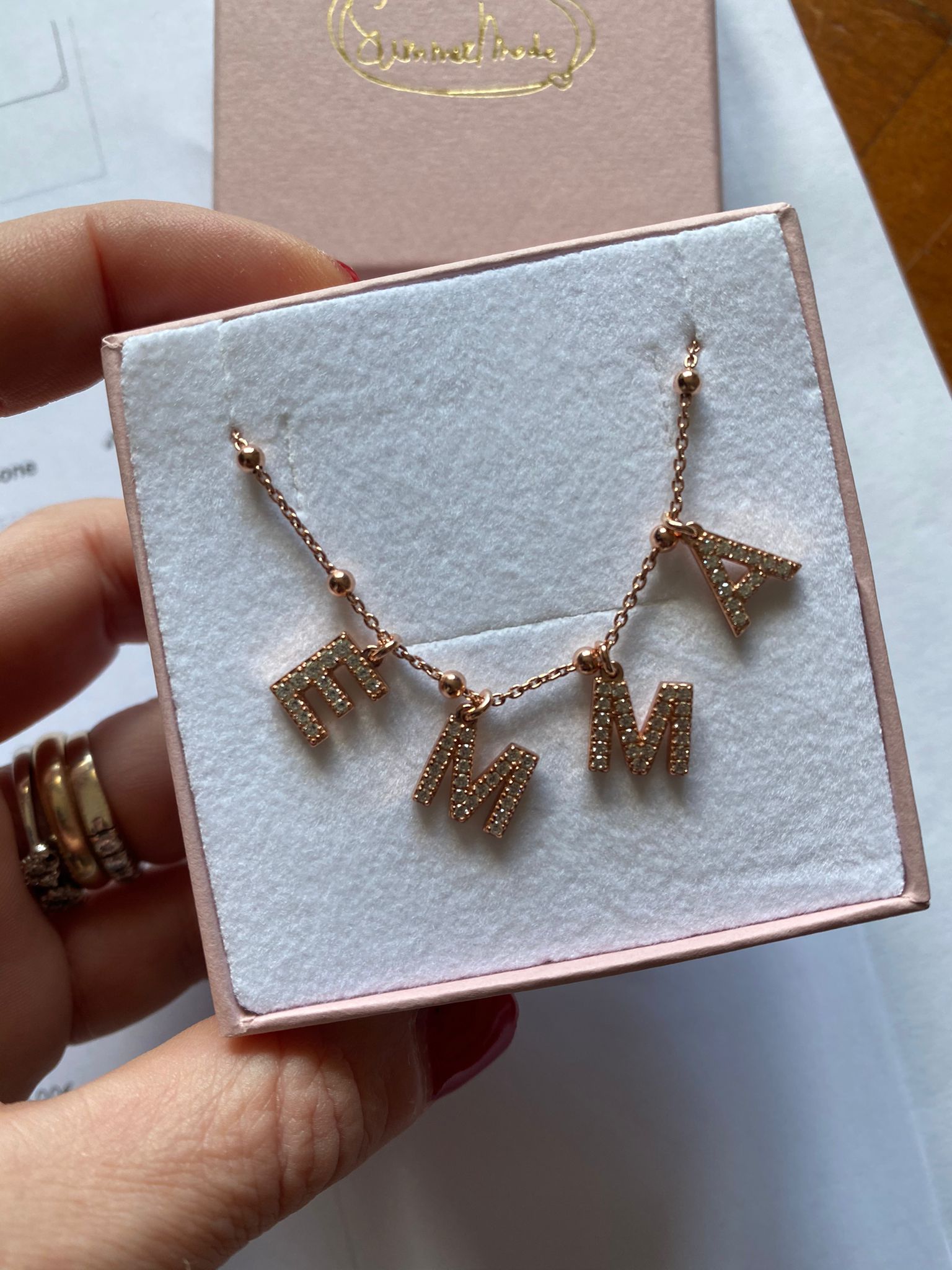 Collana rosario lettere zirconi personalizzabile