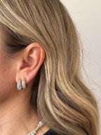 Orecchini cerchi bombati con zirconi brass