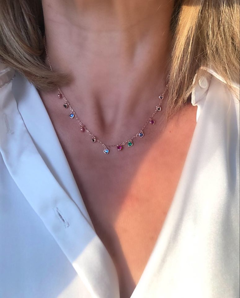 Collana micro cuori colorati