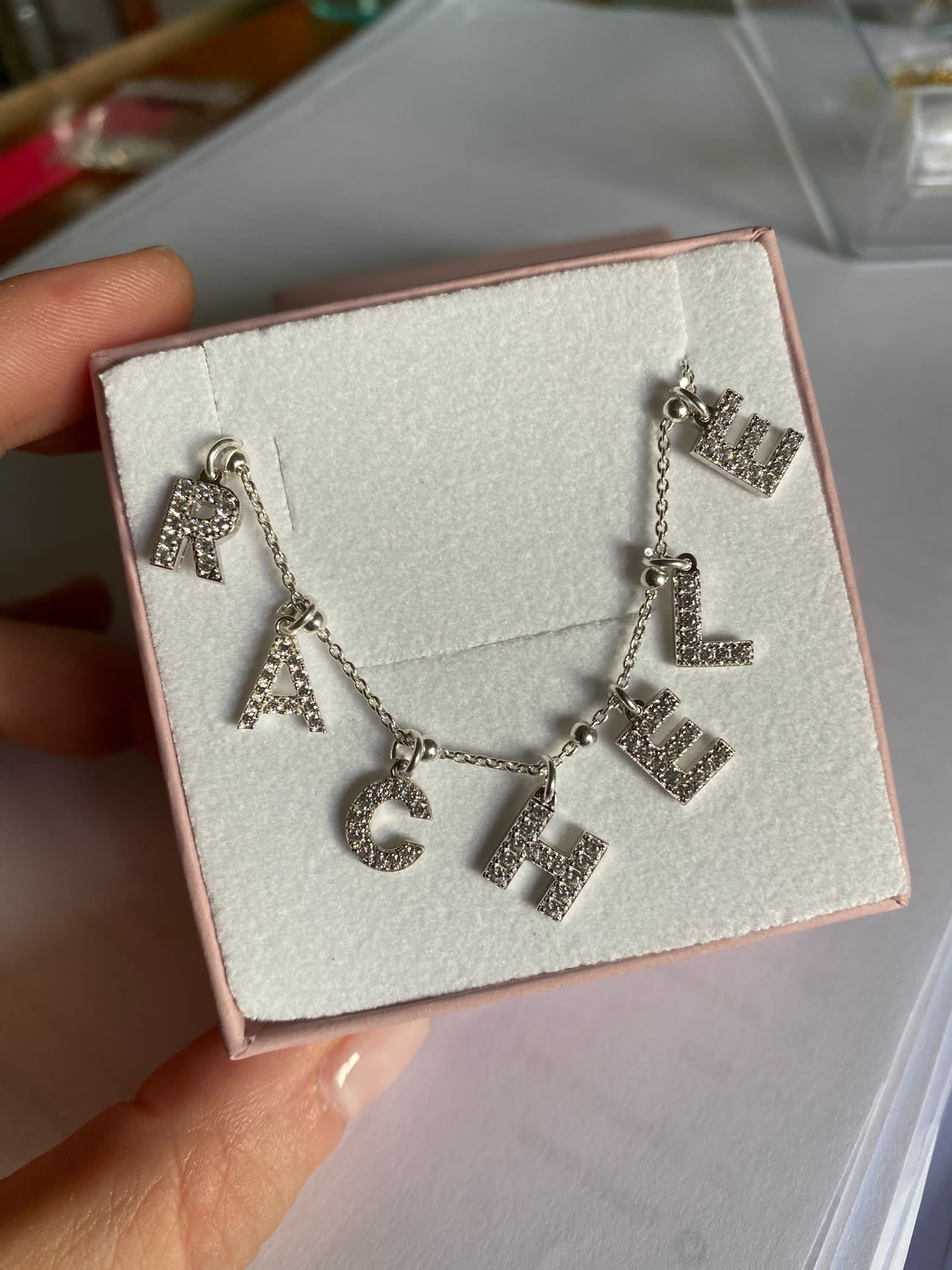 Collana rosario lettere zirconi personalizzabile