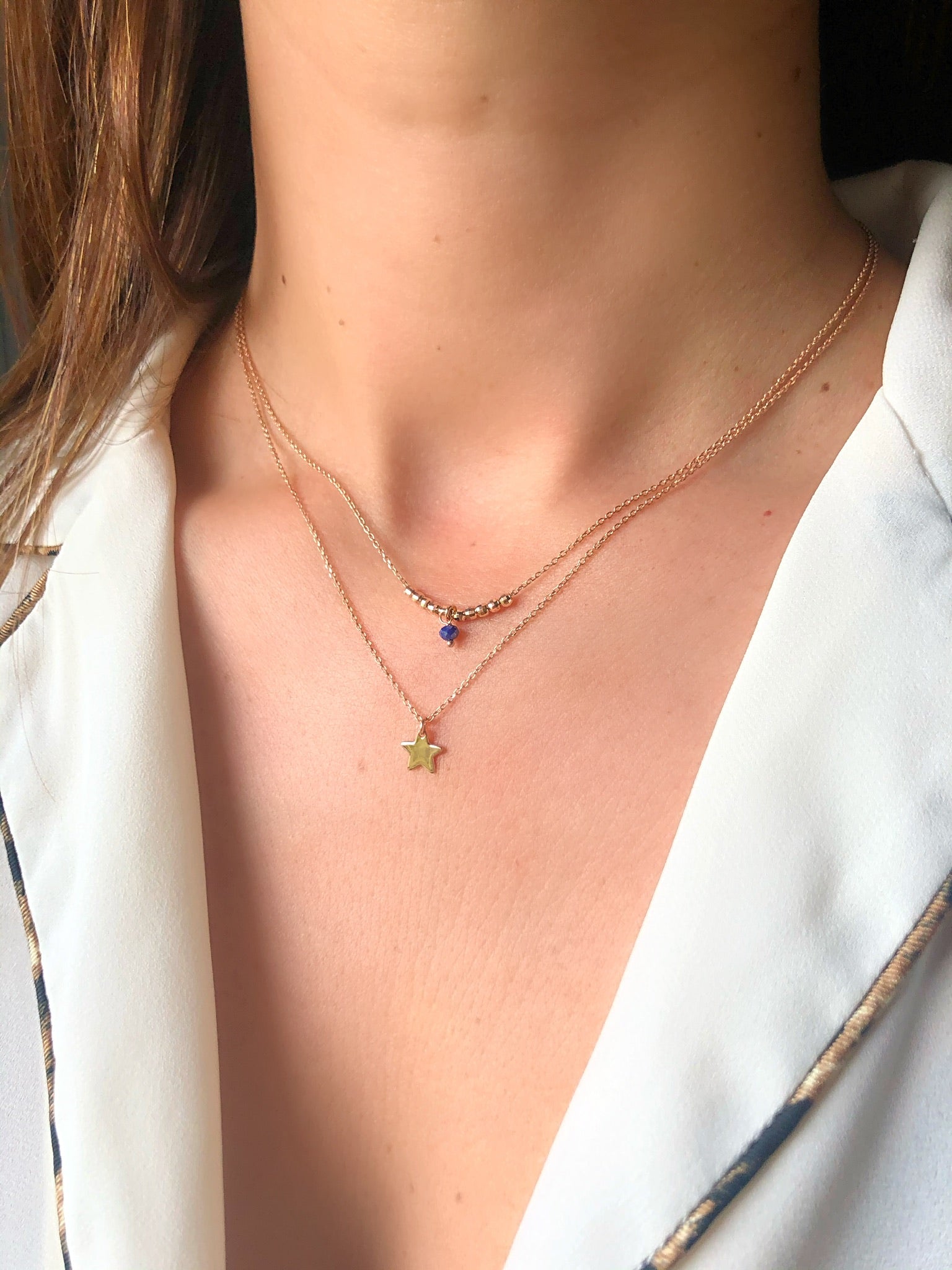 Collana duetto con stella e perlina