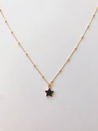 Collana rosario con ciondolo cuore, stella, quadrifoglio zirconi neri o bianchi