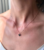 Collanina rosario stella o cuore o quadrifoglio zirconi bianchi o neri