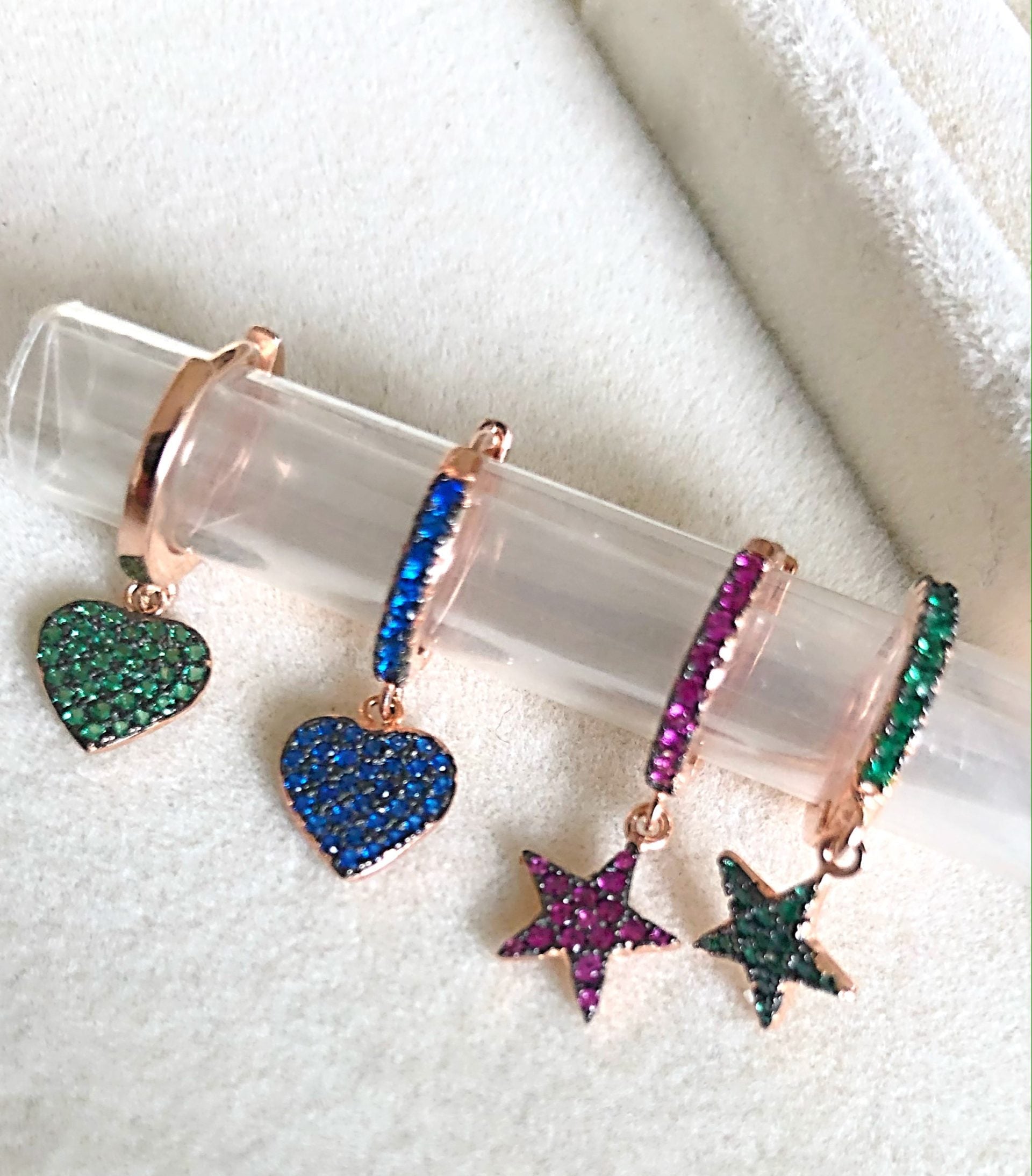 Cerchietto a scatto zirconi cuore o stella o luna o croce